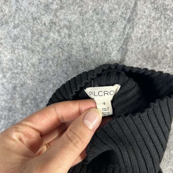 Anthropologie Pilcro High Neck Ribbed Knit Tank Sweater Womens Small Black - Picture 5 of 7